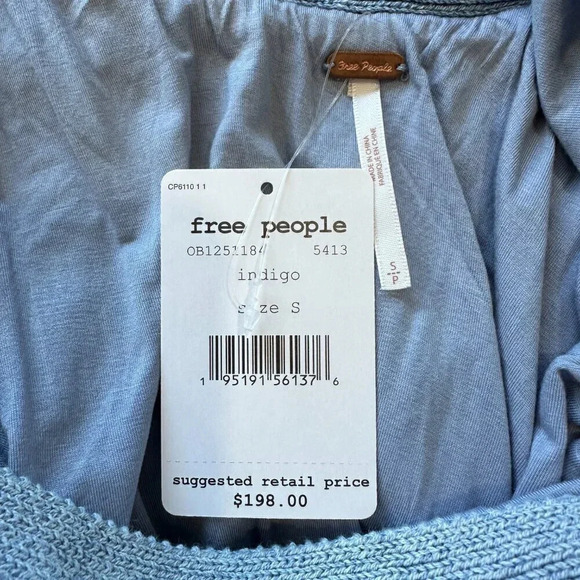 Free People Sistine Crochet Knit Mini Dress in Indigo - Picture 6 of 8